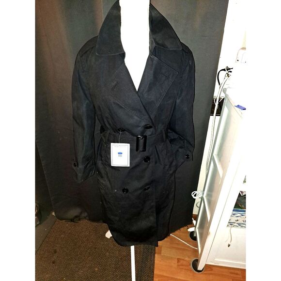 NWT DLA Gorgeous Zipper Out Padded Lined Black Trench Coat Ladies 8S Belted - Picture 10 of 10